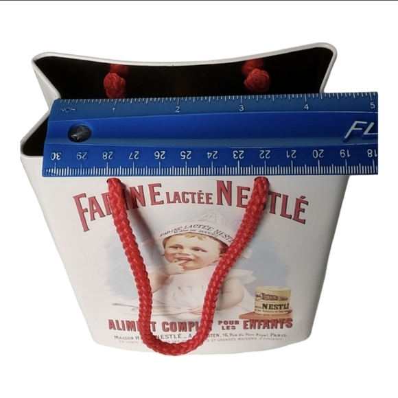 Cookie Tin Gift Storage Farine Lactee Nestle Good Start Supreme W/ Cord Handles - Picture 10 of 11
